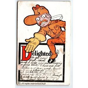 Theodore Roosevelt in his Rough Rider Uniform Delighted Caption Comical Postcard